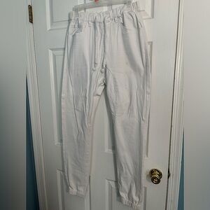 White slim fit joggers
